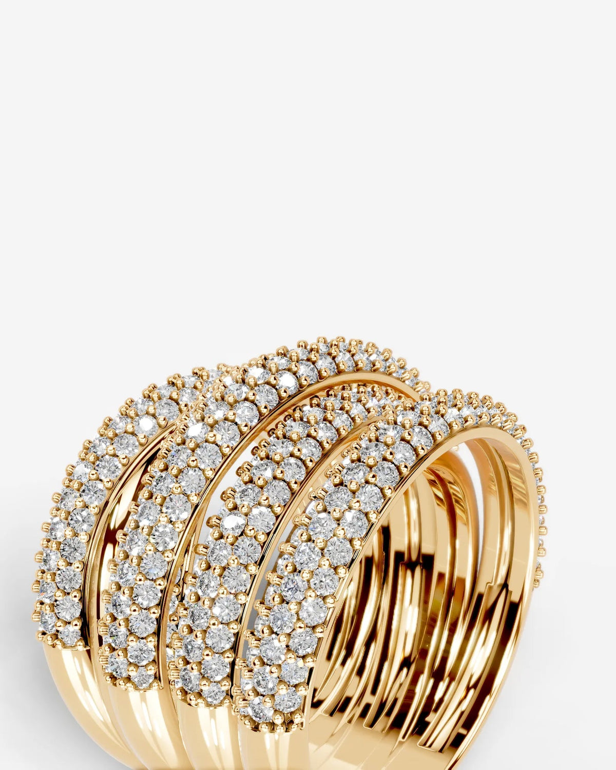 Lab Grown Diamond Multi Row Pavé Spiral Wrap Band Ring