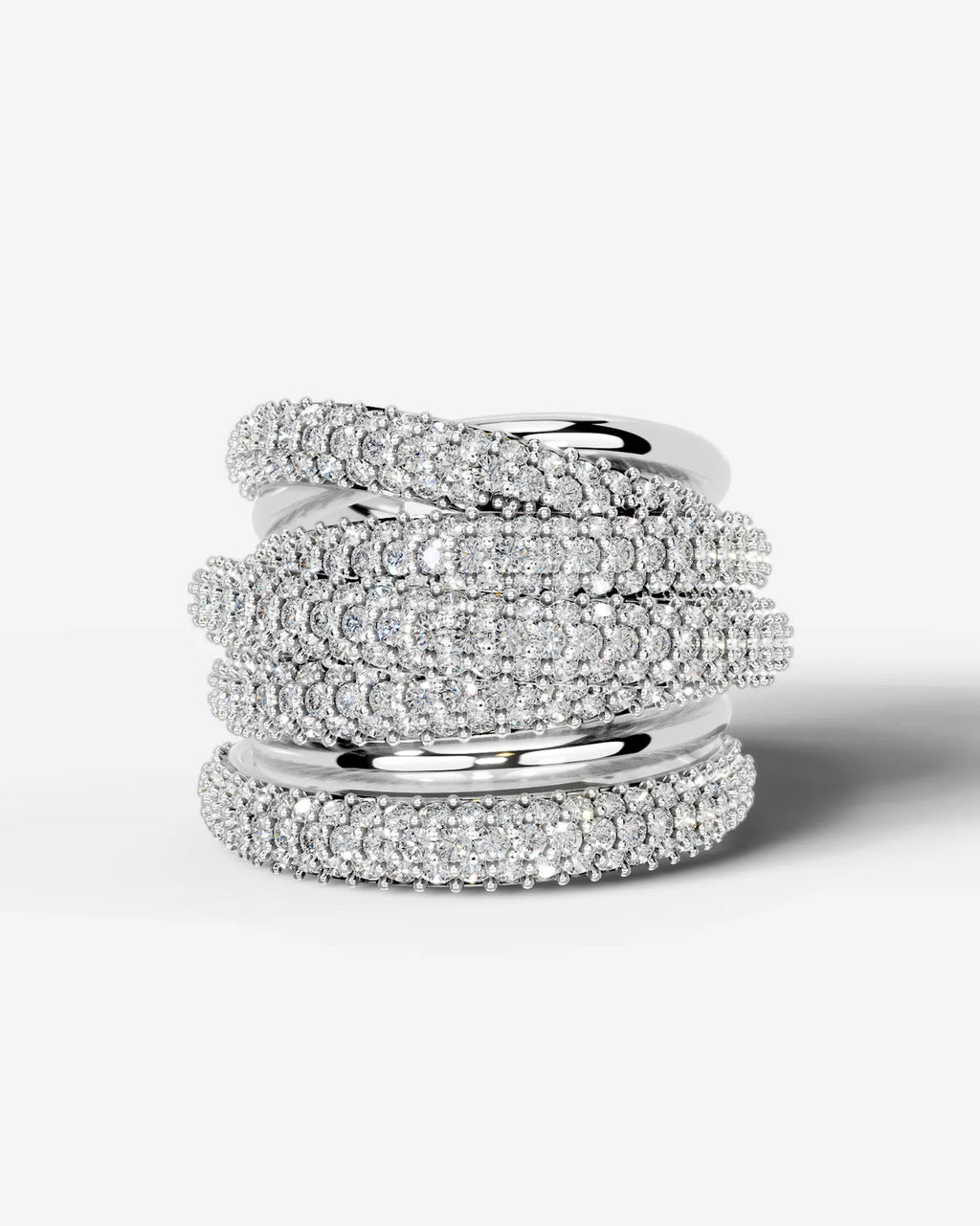 Lab Grown Diamond Multi Row Pavé Spiral Wrap Band Ring
