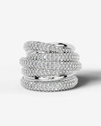 Lab Grown Diamond Multi Row Pavé Spiral Wrap Band Ring