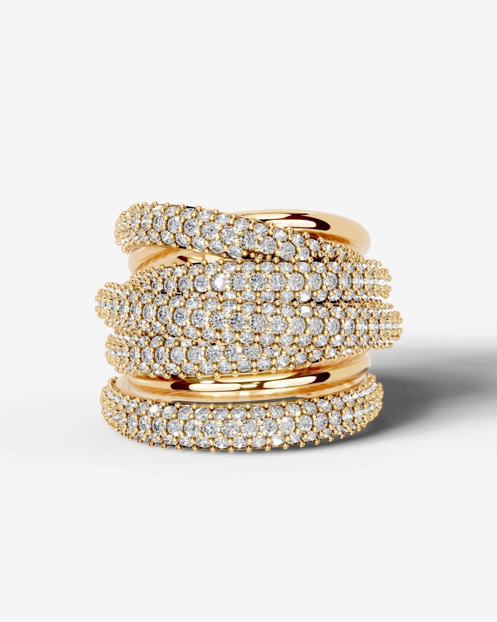 Lab Grown Diamond Multi Row Pavé Spiral Wrap Band Ring