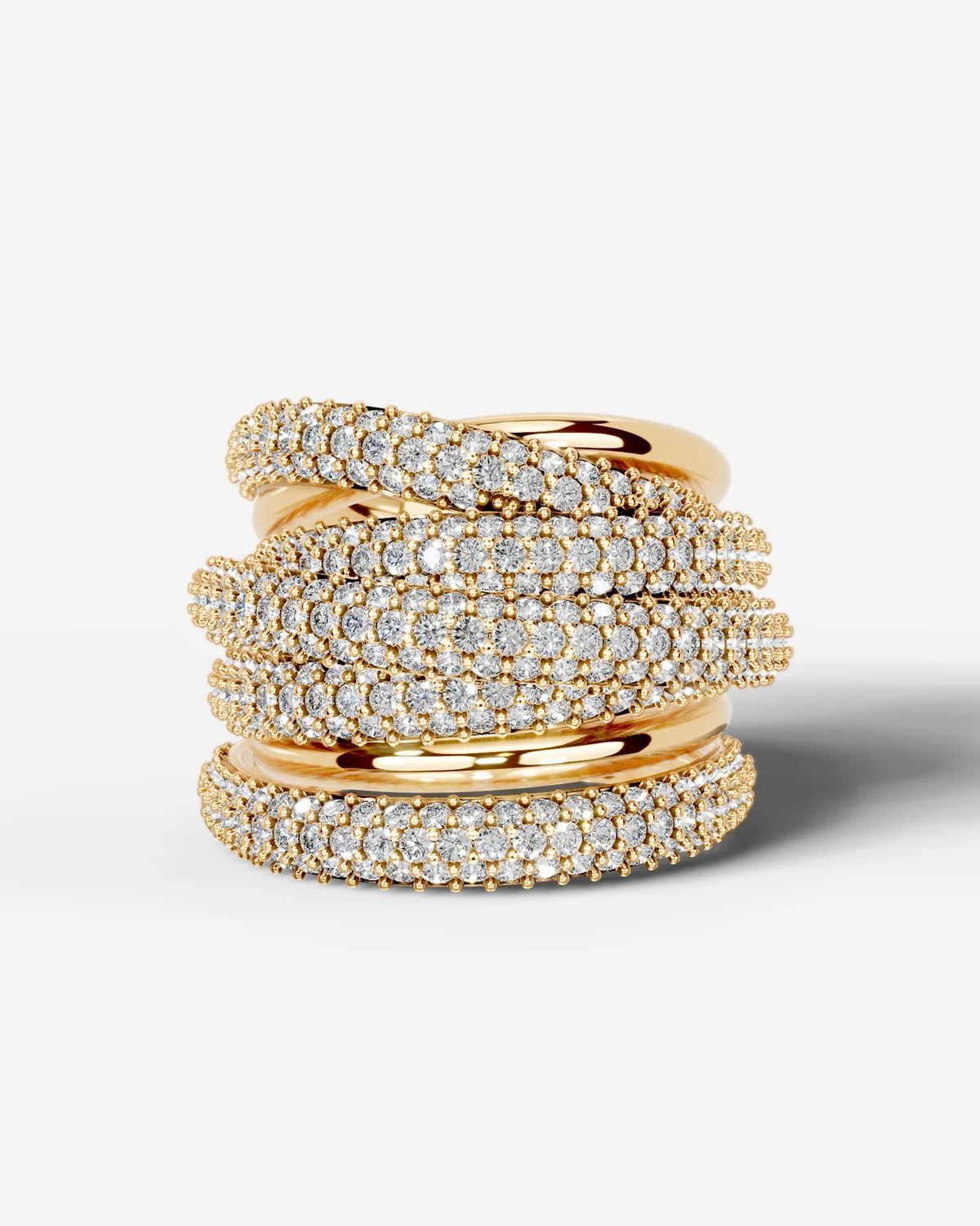 Lab Grown Diamond Multi Row Pavé Spiral Wrap Band Ring