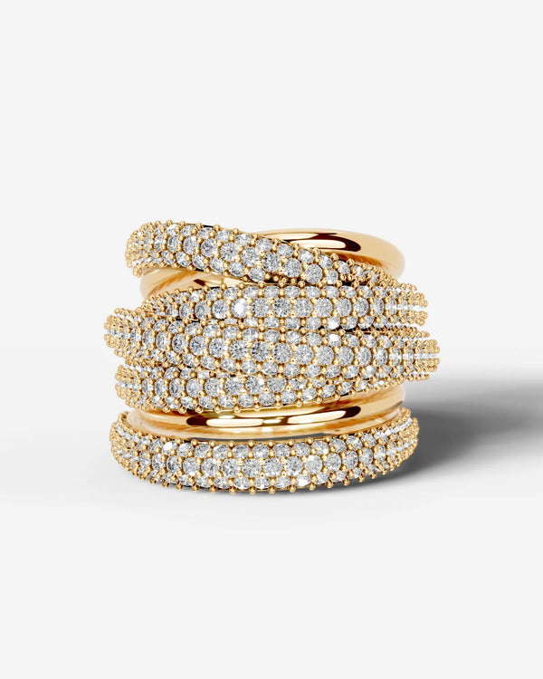 Lab Grown Diamond Multi Row Pavé Spiral Wrap Band Ring