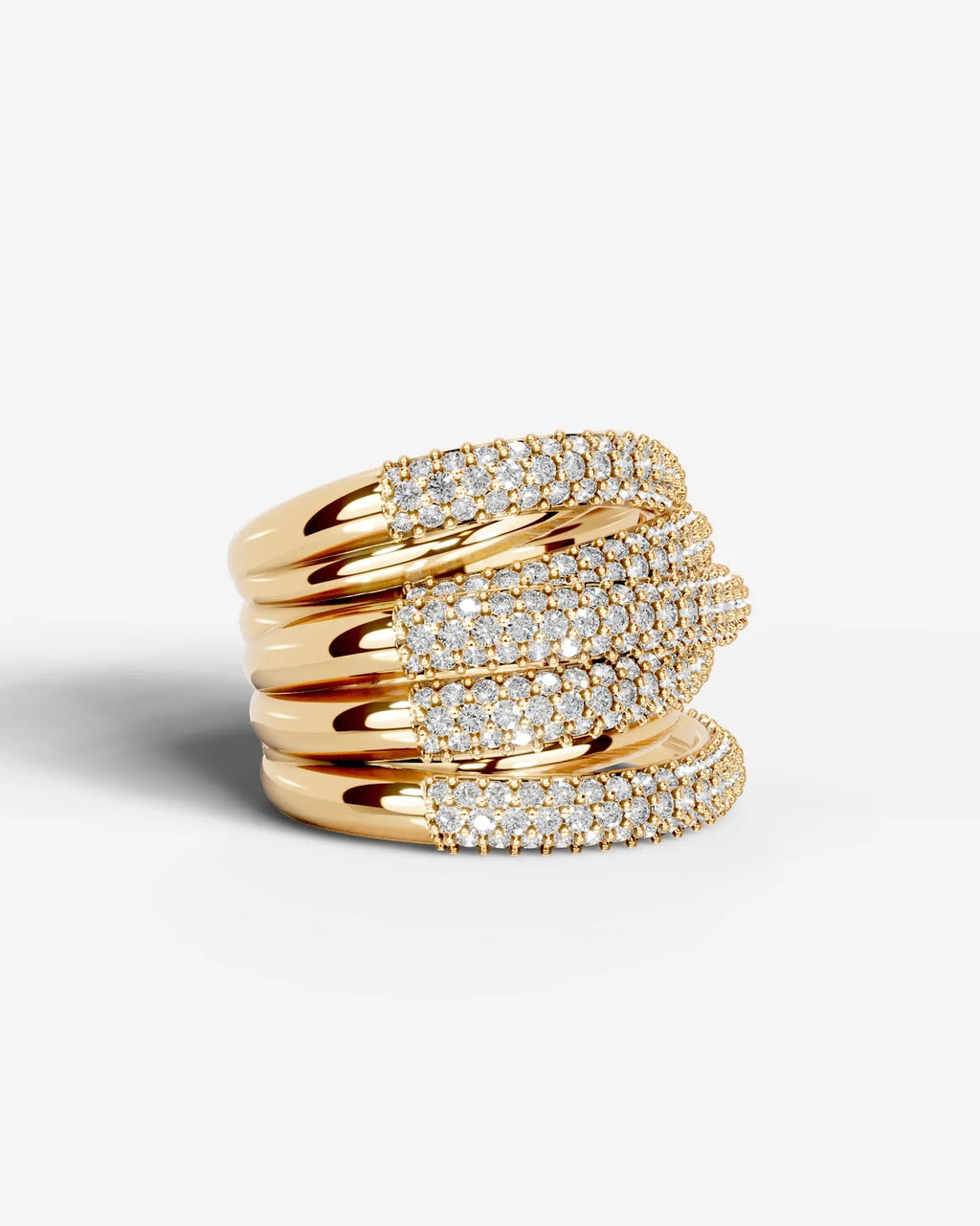 Lab Grown Diamond Multi Row Pavé Spiral Wrap Band Ring