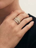 Lab Grown Diamond Multi Row Pavé Spiral Wrap Band Ring