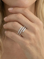 Lab Grown Diamond Triple Row Open Wrap Band Ring