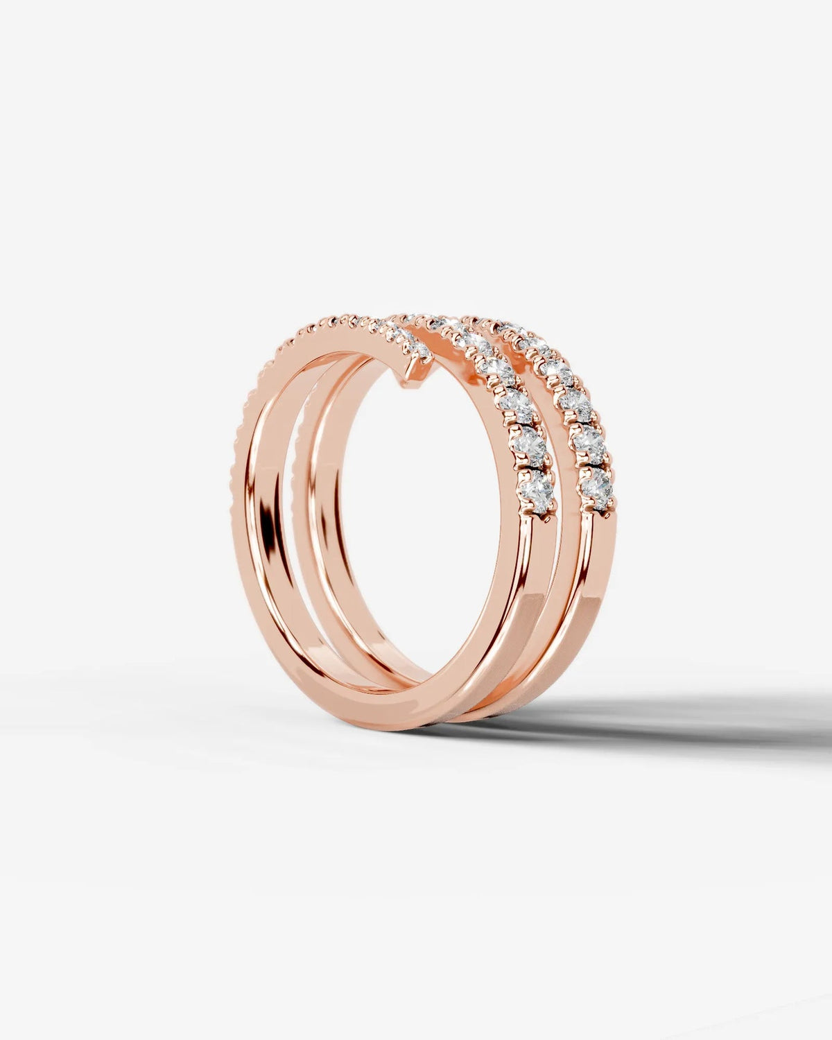 Lab Grown Diamond Triple Row Open Wrap Band Ring