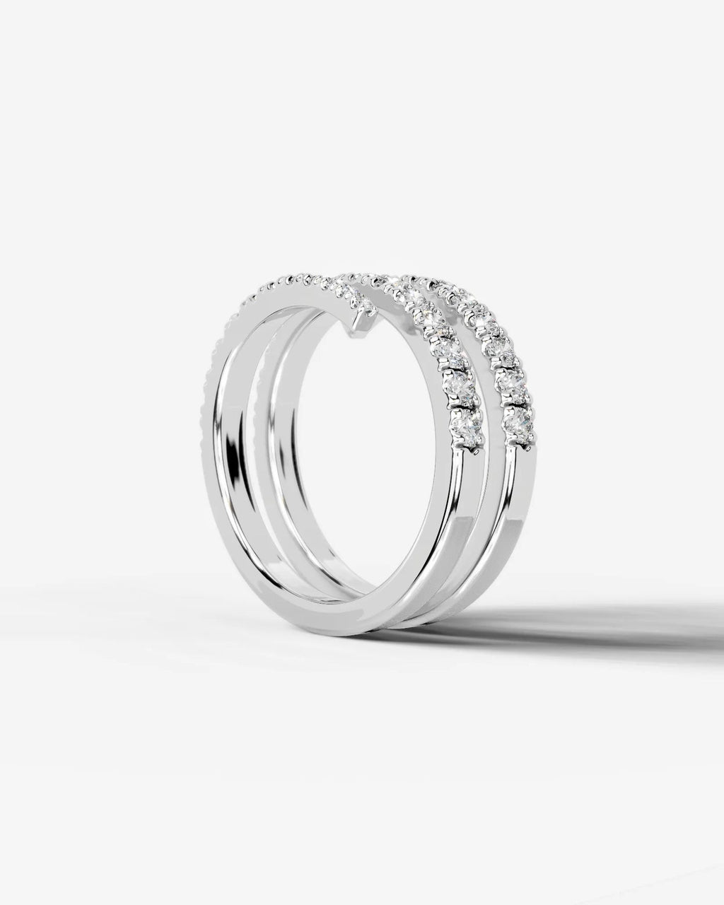 Lab Grown Diamond Triple Row Open Wrap Band Ring