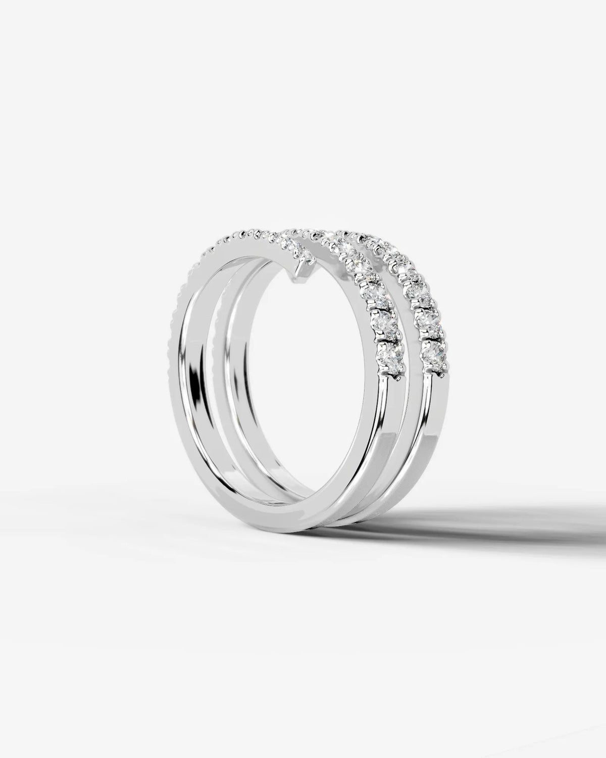 Lab Grown Diamond Triple Row Open Wrap Band Ring