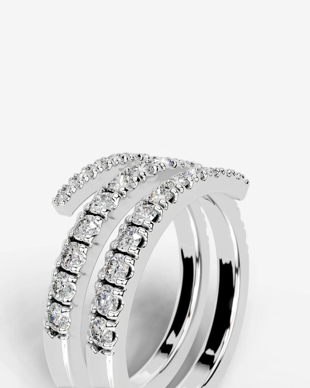 Lab Grown Diamond Triple Row Open Wrap Band Ring
