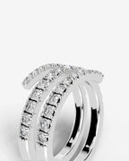 Lab Grown Diamond Triple Row Open Wrap Band Ring