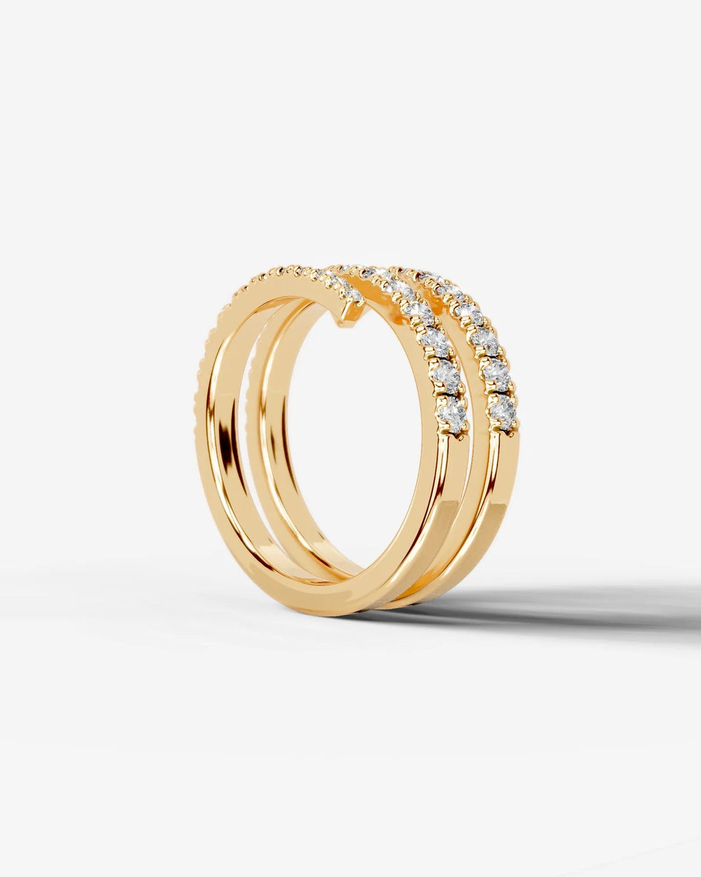 Lab Grown Diamond Triple Row Open Wrap Band Ring