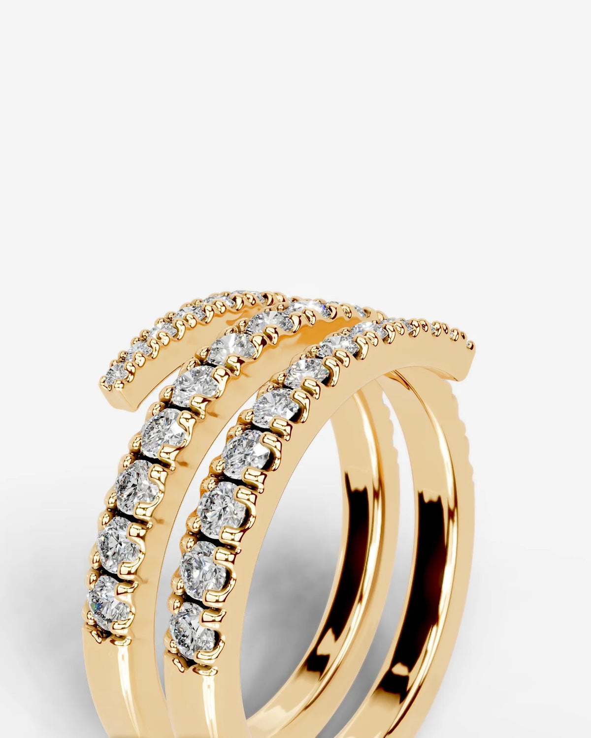 Lab Grown Diamond Triple Row Open Wrap Band Ring
