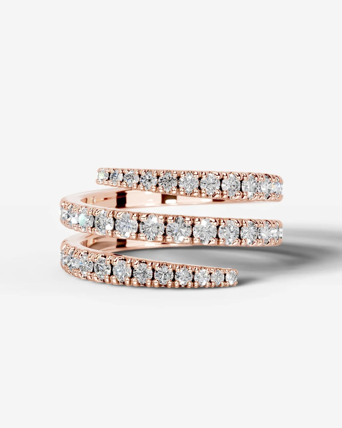 Lab Grown Diamond Triple Row Open Wrap Band Ring