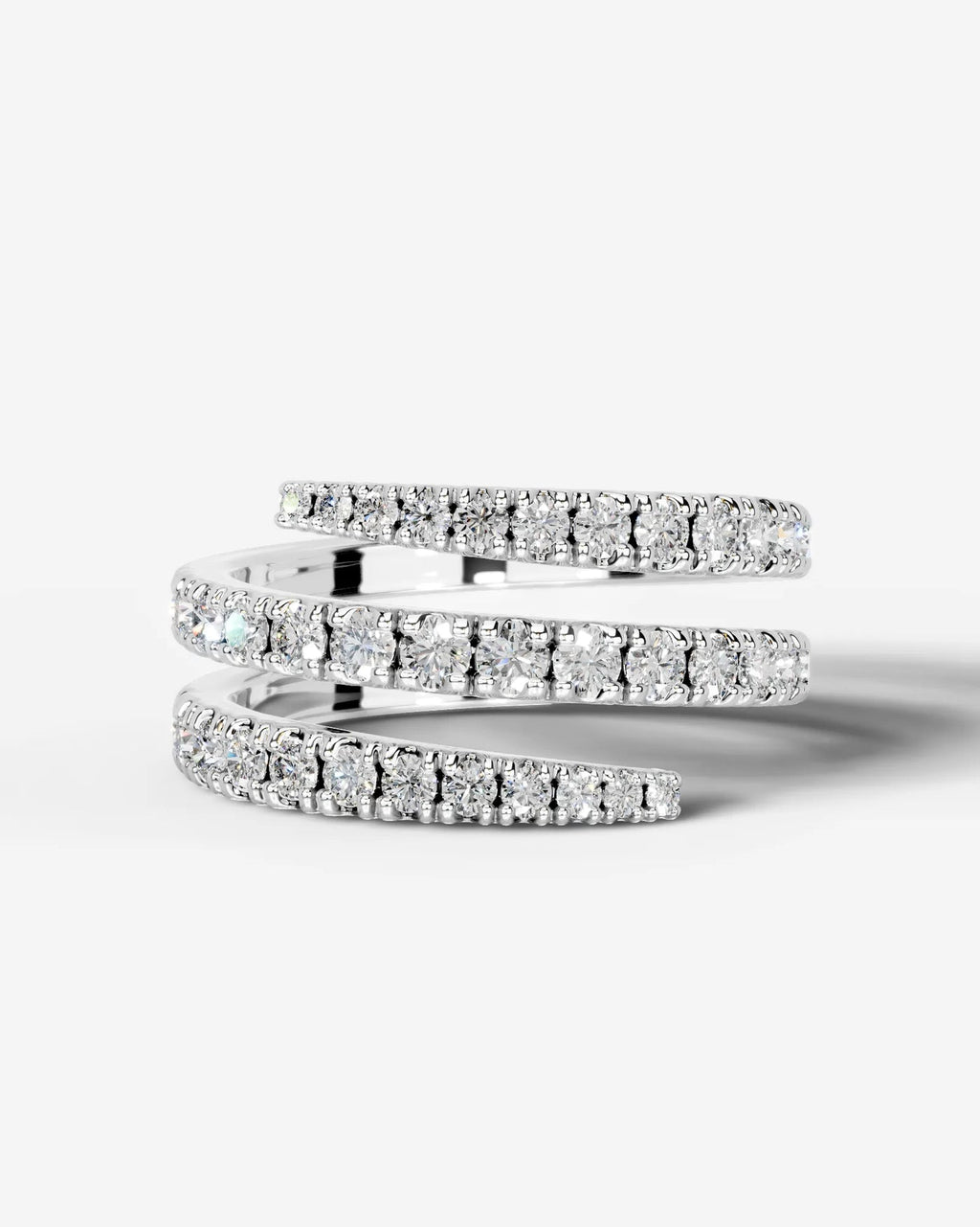 Lab Grown Diamond Triple Row Open Wrap Band Ring