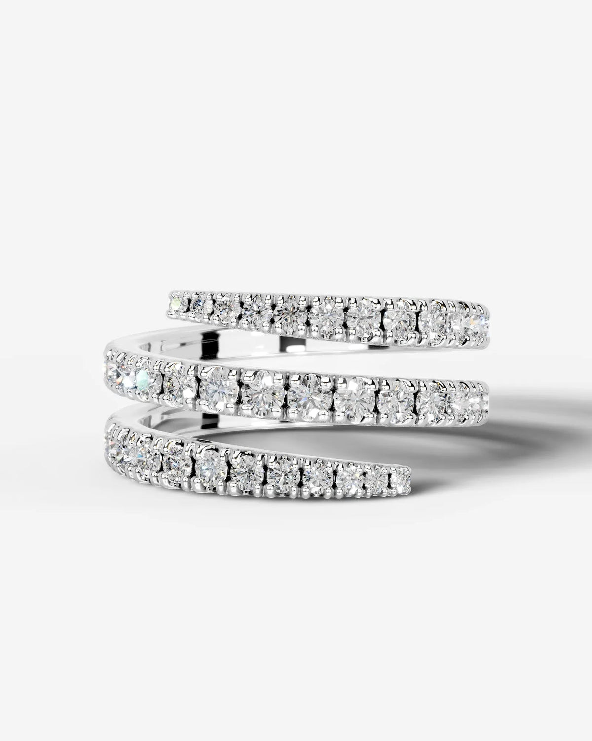 Lab Grown Diamond Triple Row Open Wrap Band Ring