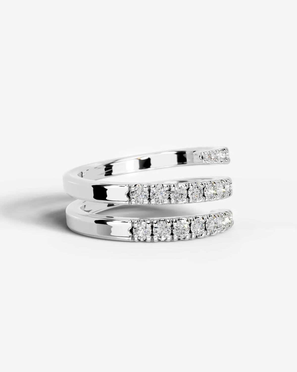 Lab Grown Diamond Triple Row Open Wrap Band Ring