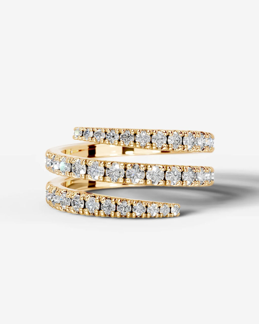 Lab Grown Diamond Triple Row Open Wrap Band Ring