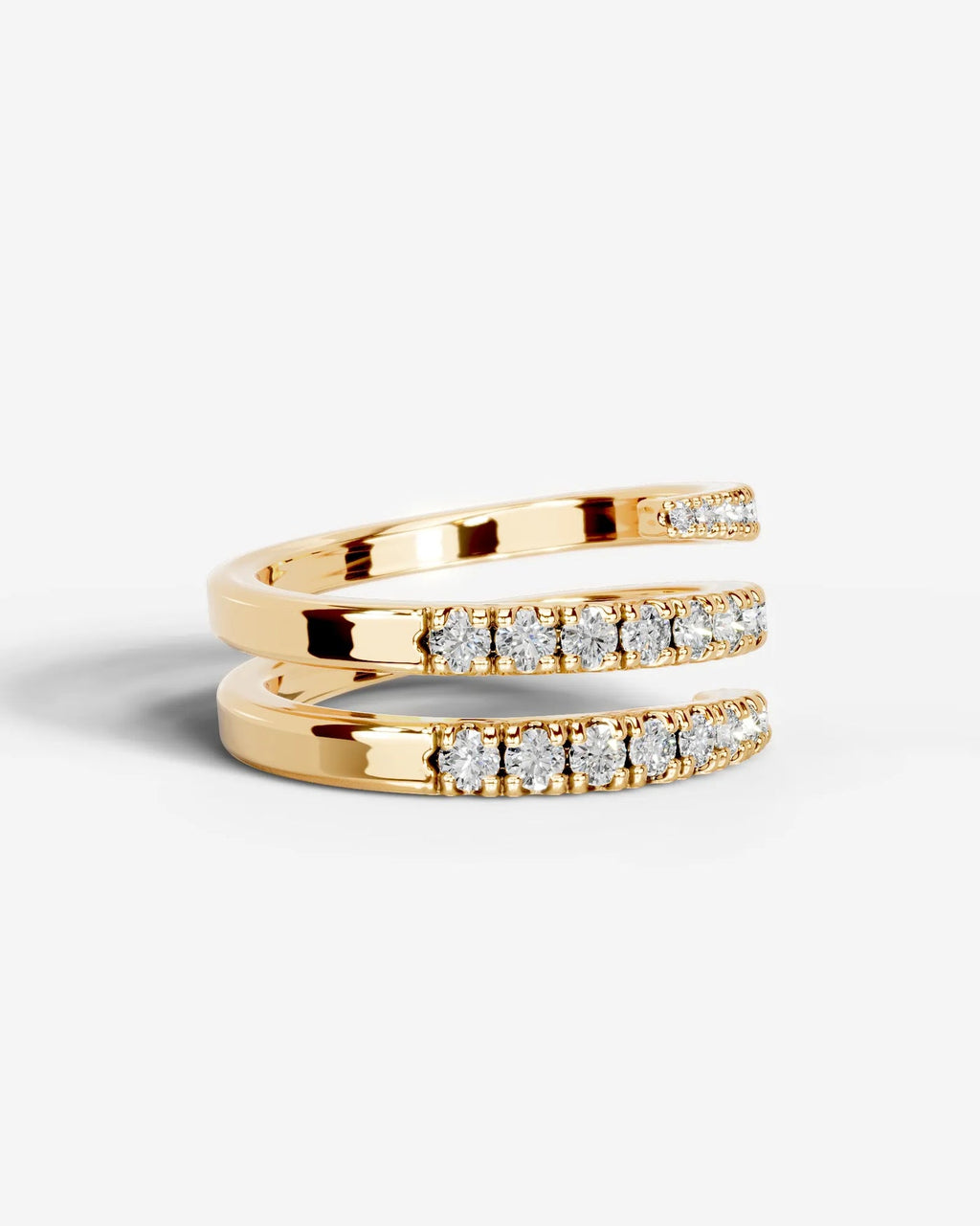 Lab Grown Diamond Triple Row Open Wrap Band Ring