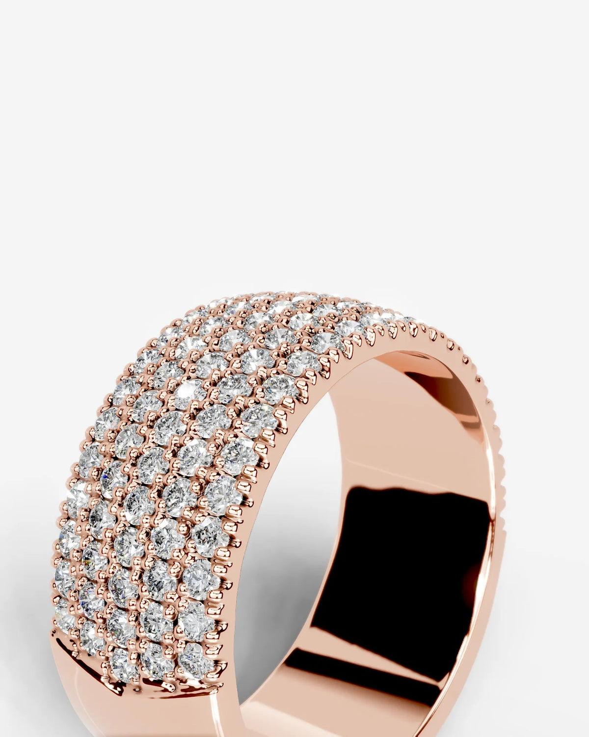 Lab Grown Diamond Multi Row Pavé Dome Band Ring