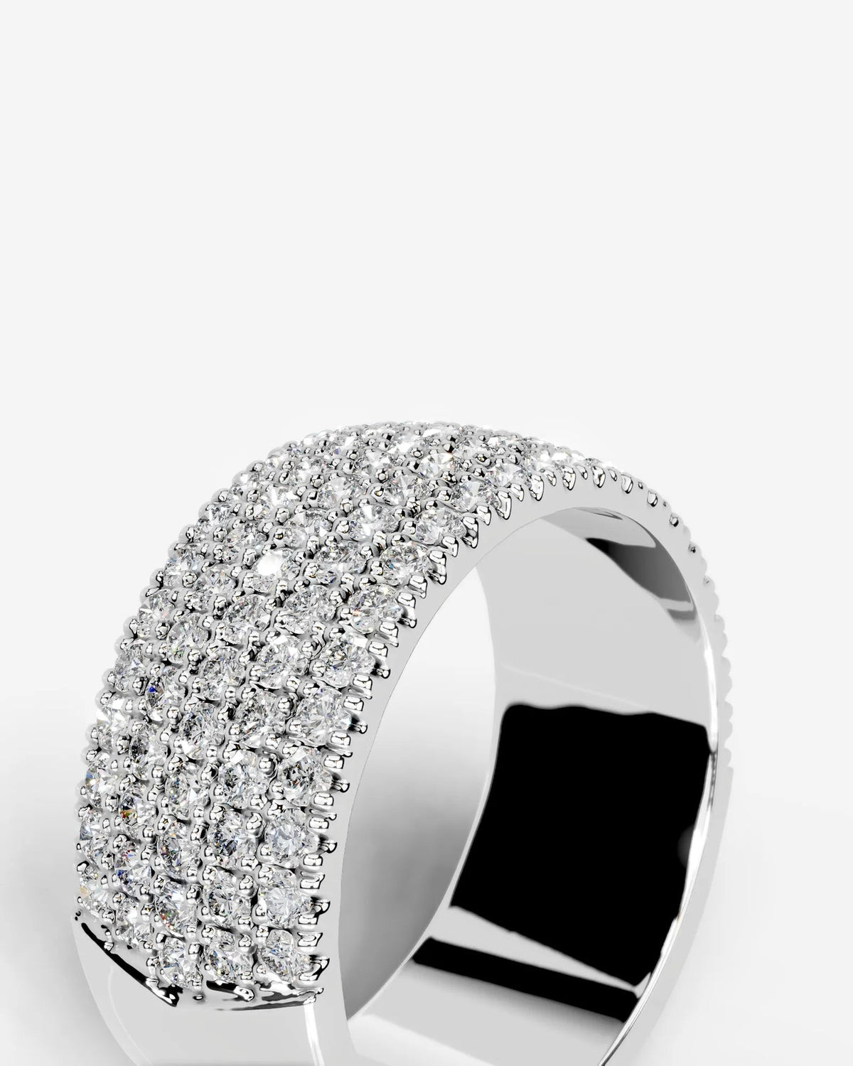 Lab Grown Diamond Multi Row Pavé Dome Band Ring