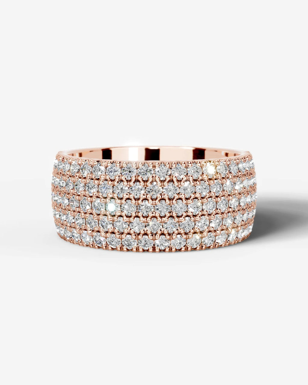 Lab Grown Diamond Multi Row Pavé Dome Band Ring