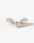 Lab Grown Diamond Curved Marquise & Round Cut V-Shaped Contour Band