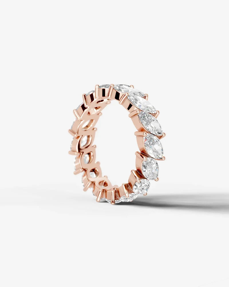 Lab Grown Diamond Marquise Cut East-West Eternity Wedding Band Ring