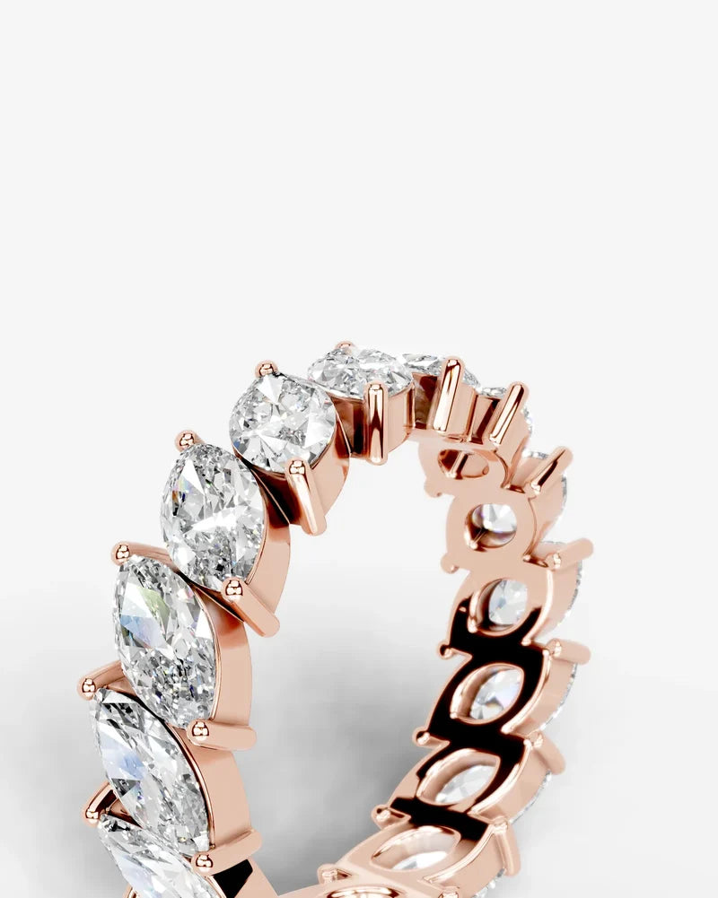 Lab Grown Diamond Marquise Cut East-West Eternity Wedding Band Ring