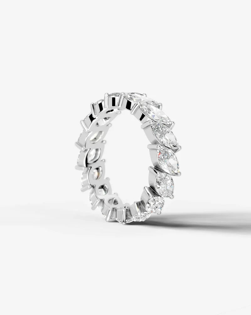 Lab Grown Diamond Marquise Cut East-West Eternity Wedding Band Ring