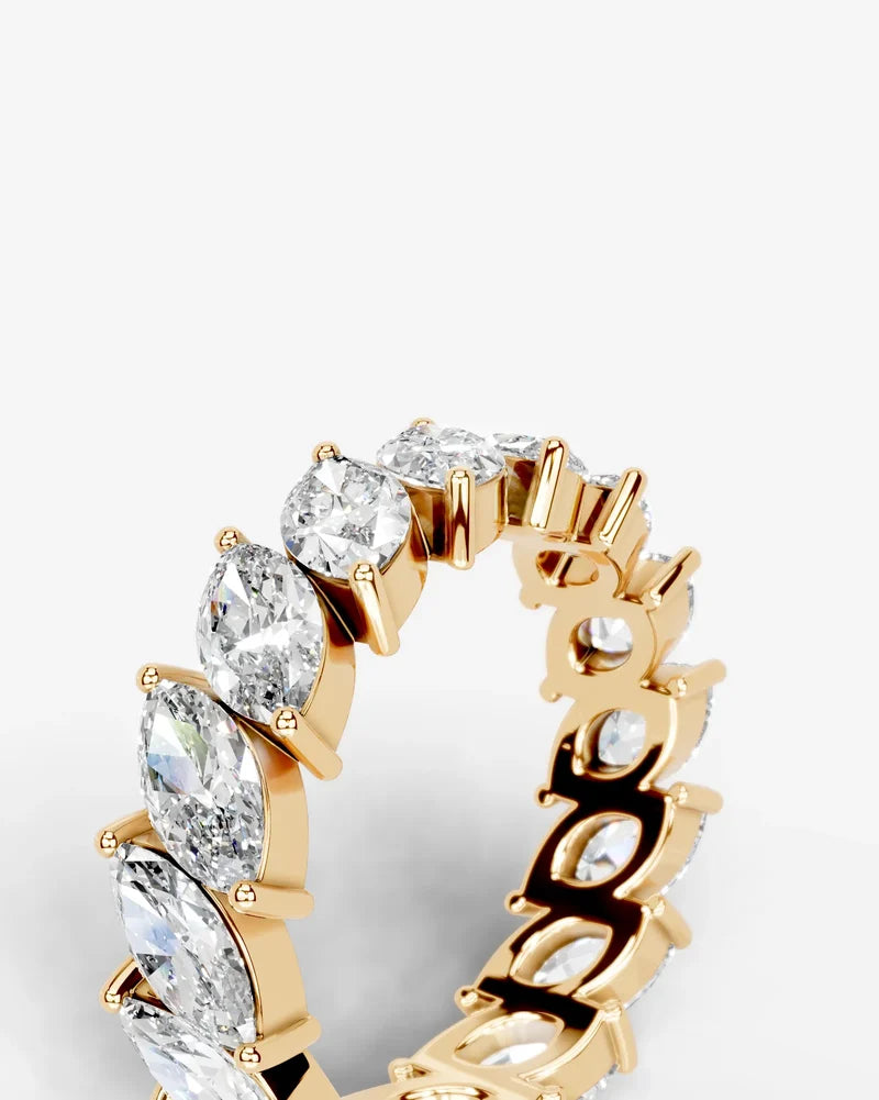 Lab Grown Diamond Marquise Cut East-West Eternity Wedding Band Ring