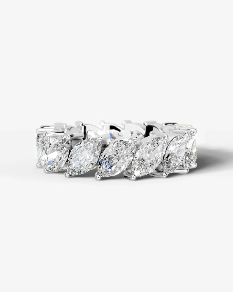 Lab Grown Diamond Marquise Cut East-West Eternity Wedding Band Ring