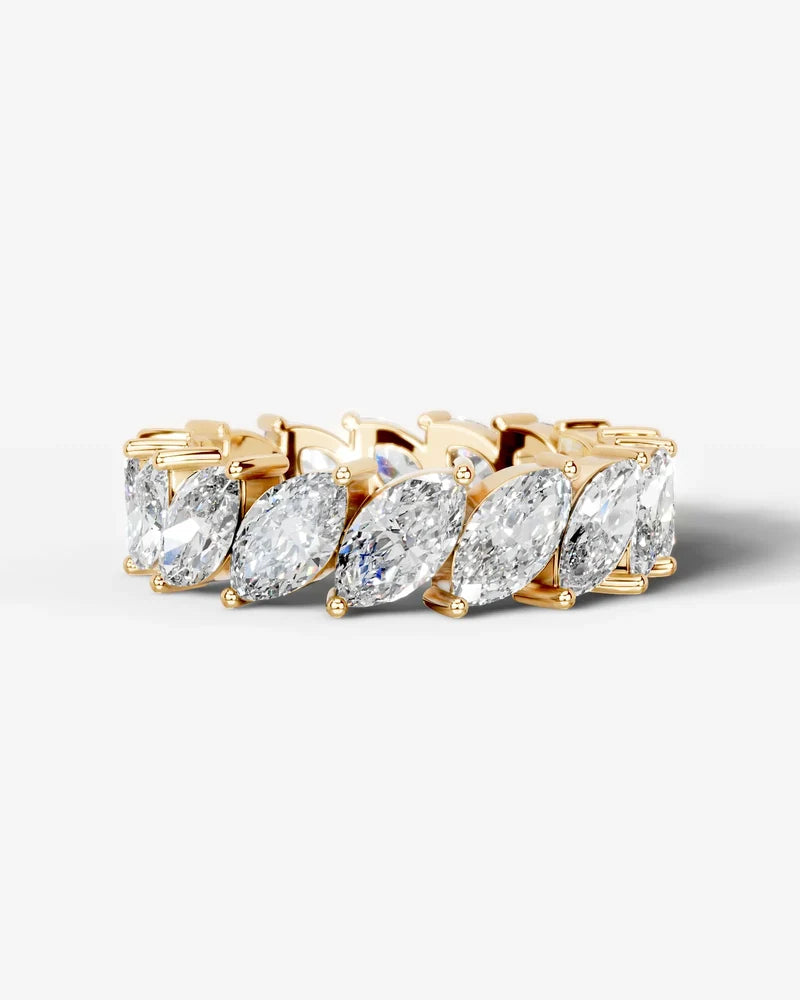 Lab Grown Diamond Marquise Cut East-West Eternity Wedding Band Ring