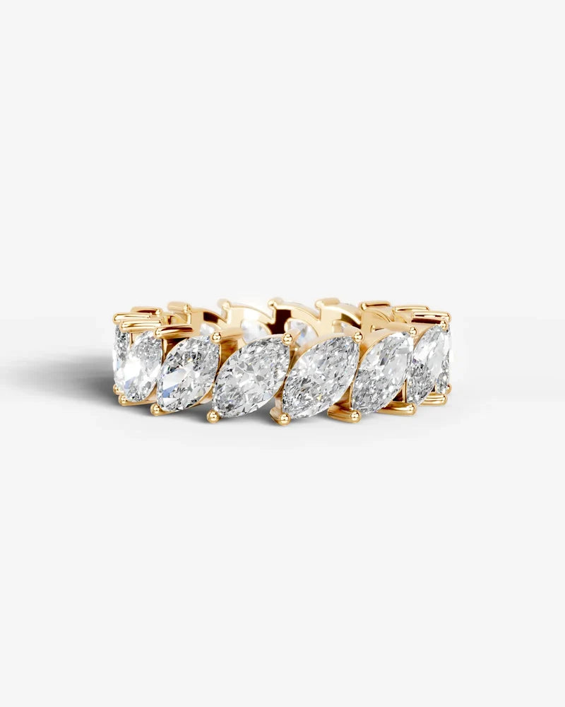 Lab Grown Diamond Marquise Cut East-West Eternity Wedding Band Ring