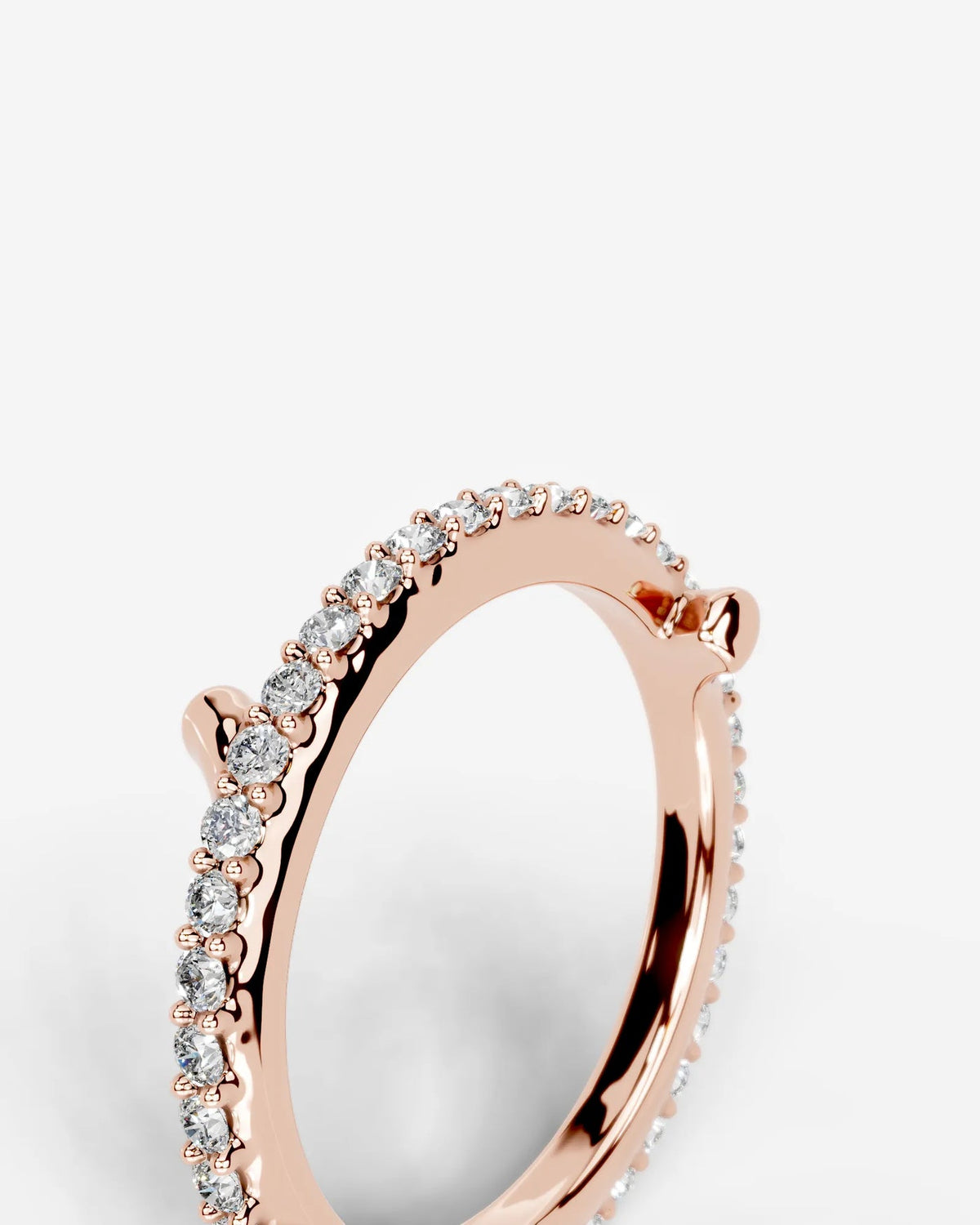 Lab Grown Diamond Round Cut Stationary Bar Cuff Ring