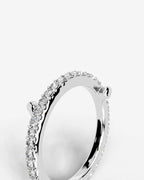 Lab Grown Diamond Round Cut Stationary Bar Cuff Ring
