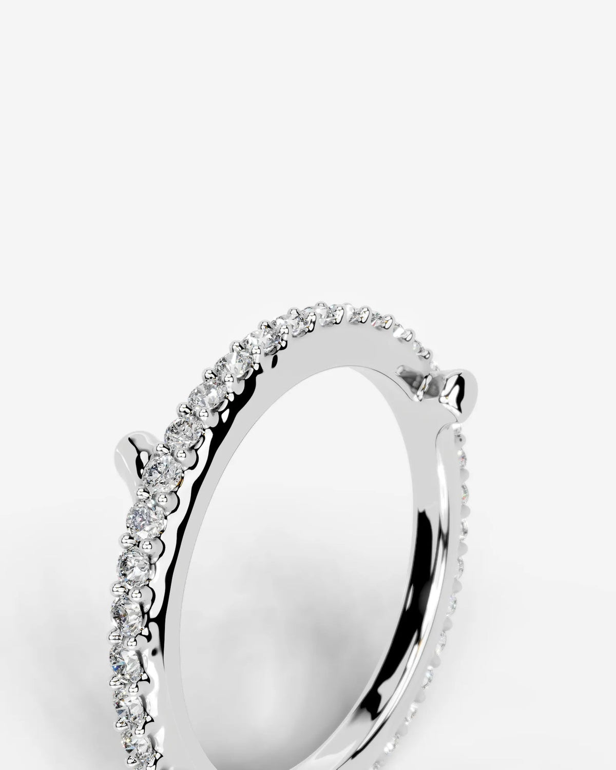 Lab Grown Diamond Round Cut Stationary Bar Cuff Ring