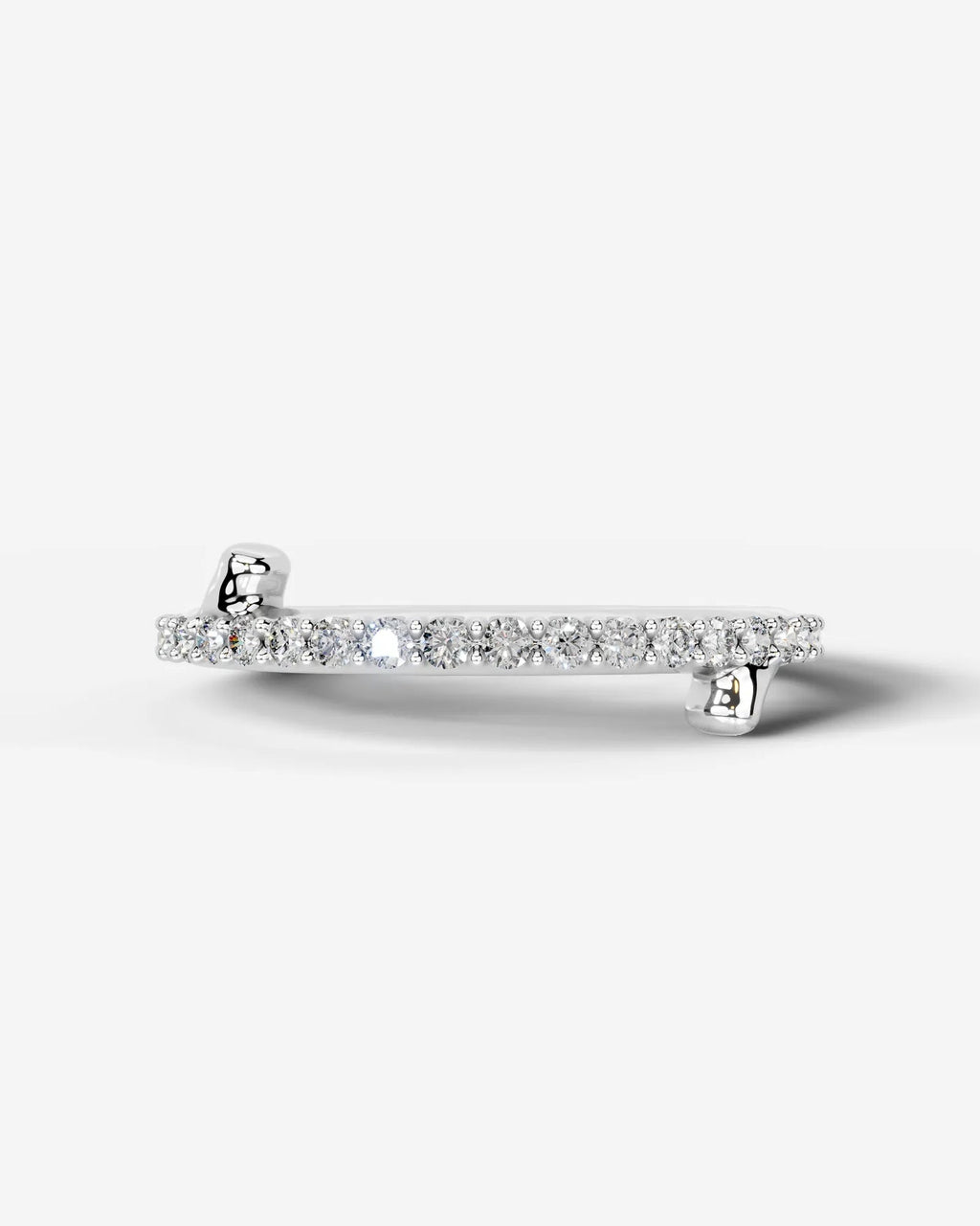 Lab Grown Diamond Round Cut Stationary Bar Cuff Ring