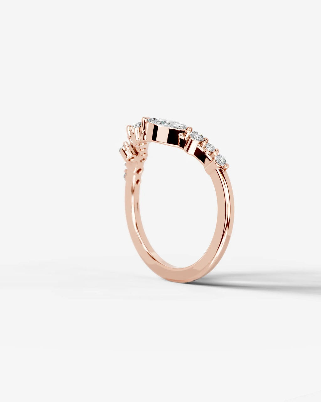 Lab Grown Diamond Pear Cut Curved Multi-Stone Ring