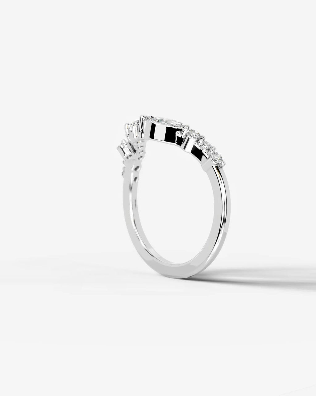 Lab Grown Diamond Pear Cut Curved Multi-Stone Ring