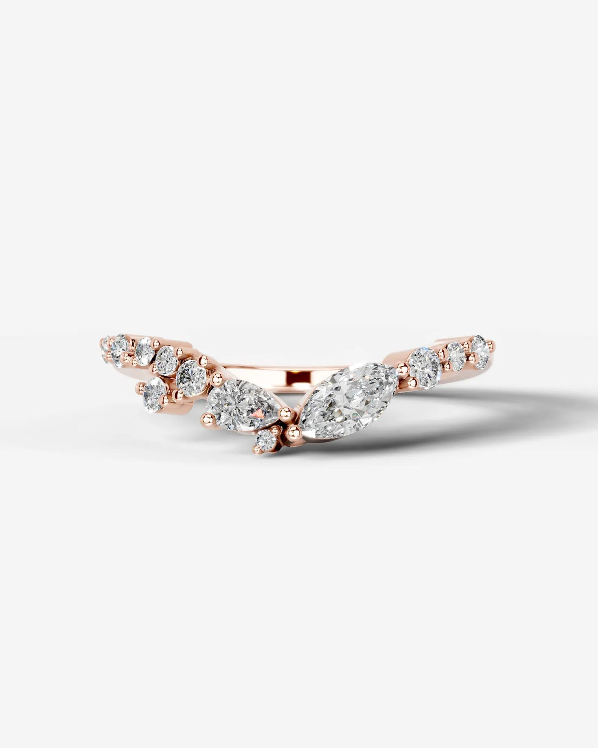 Lab Grown Diamond Pear Cut Curved Multi-Stone Ring
