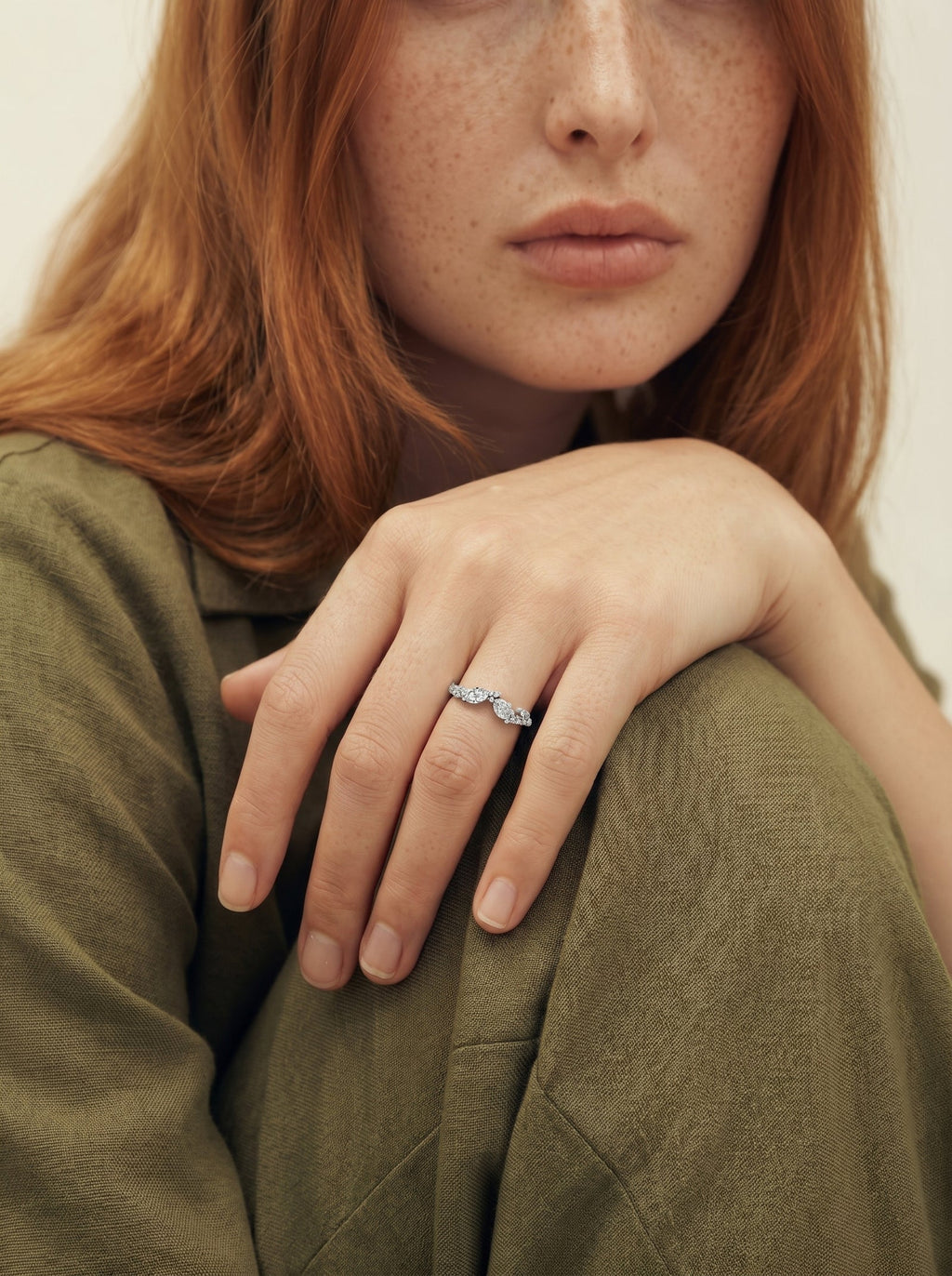 Lab Grown Diamond Pear Cut Curved Multi-Stone Ring