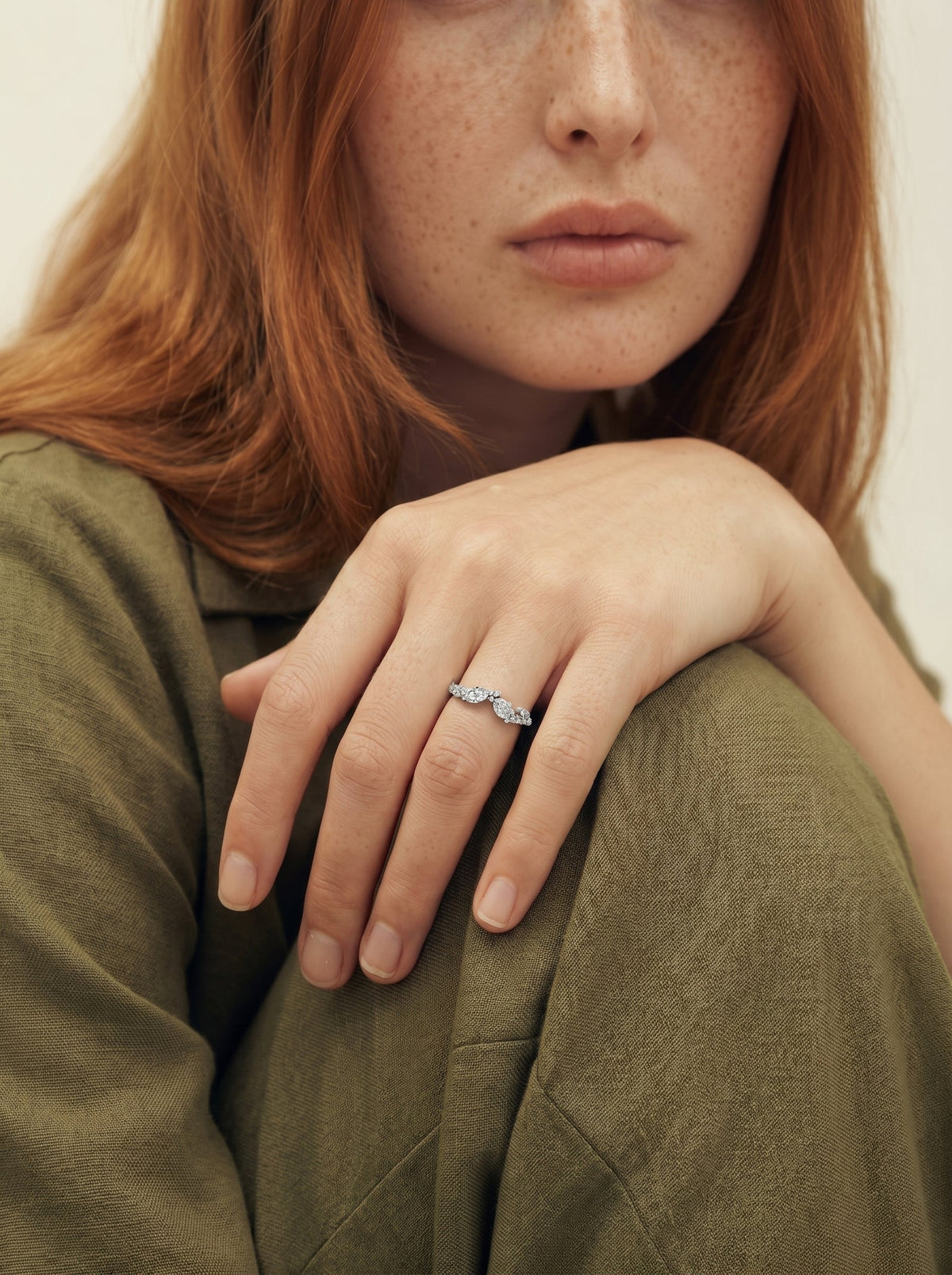 Lab Grown Diamond Pear Cut Curved Multi-Stone Ring