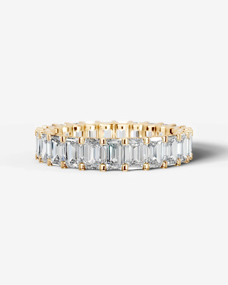Lab Grown Diamond Ice Emerald Eternity Band Ring
