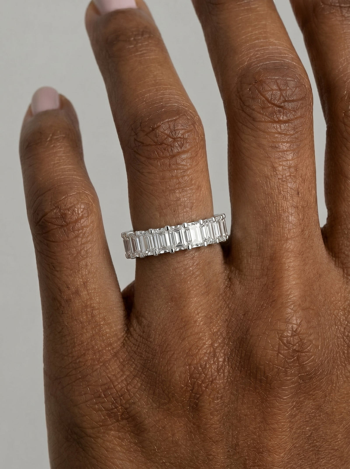 Lab Grown Diamond Ice Emerald Eternity Band Ring