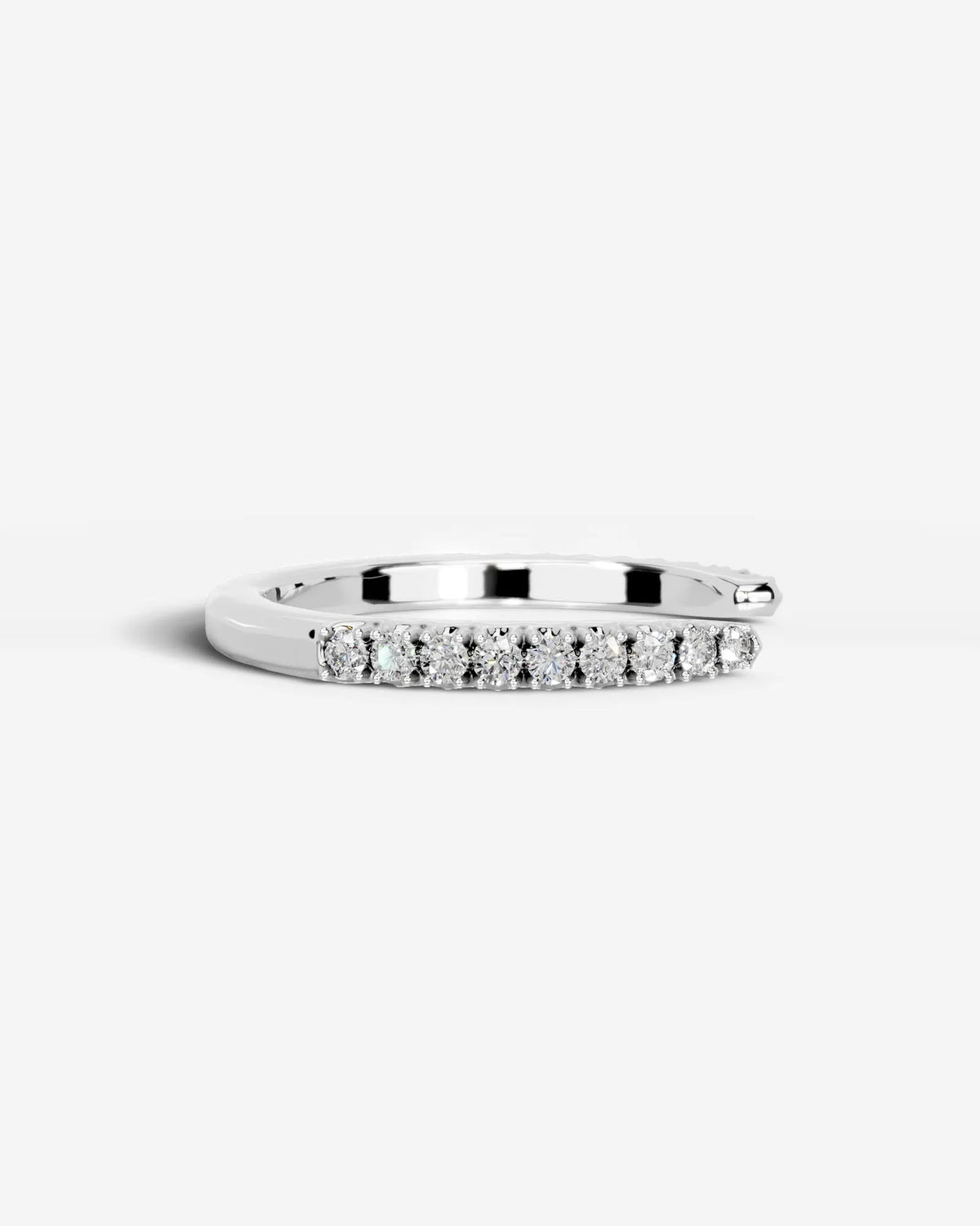 Lab Grown Diamond Round Cut Open Cuff Diamond Band Ring