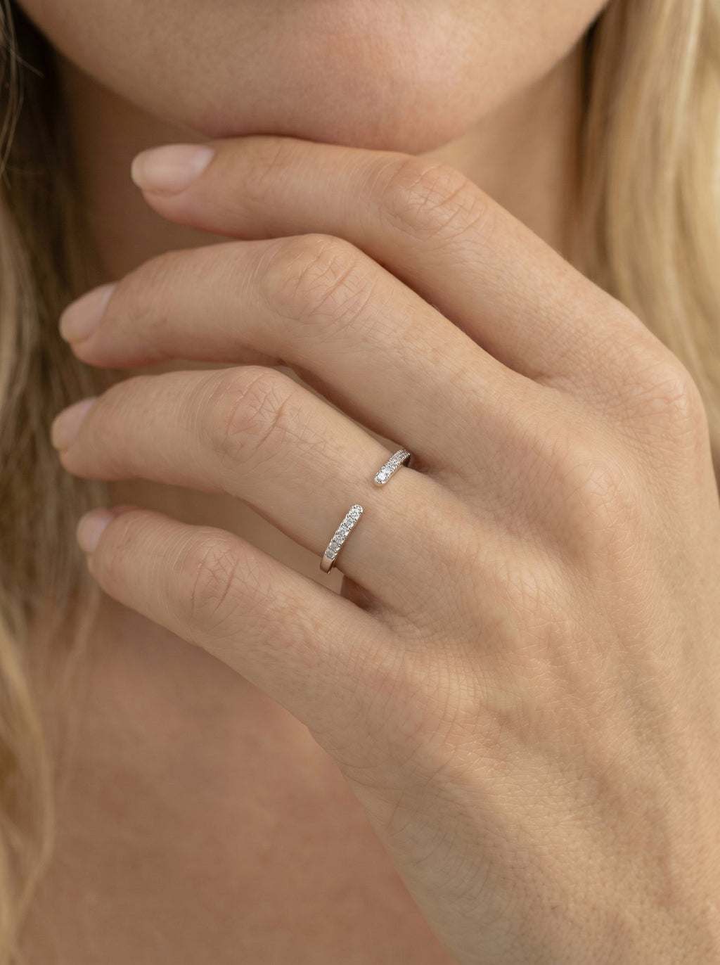 Lab Grown Diamond Round Cut Open Cuff Diamond Band Ring