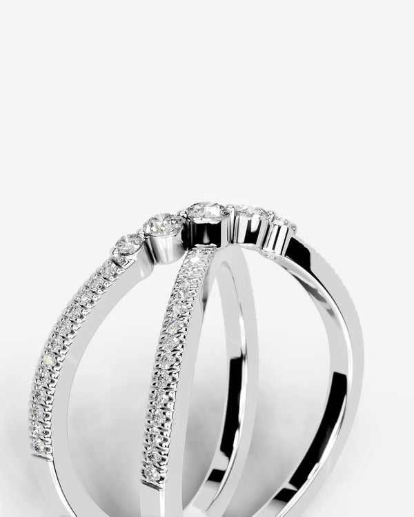 Lab Grown Diamond Intersecting Pavé Crossover Band Ring