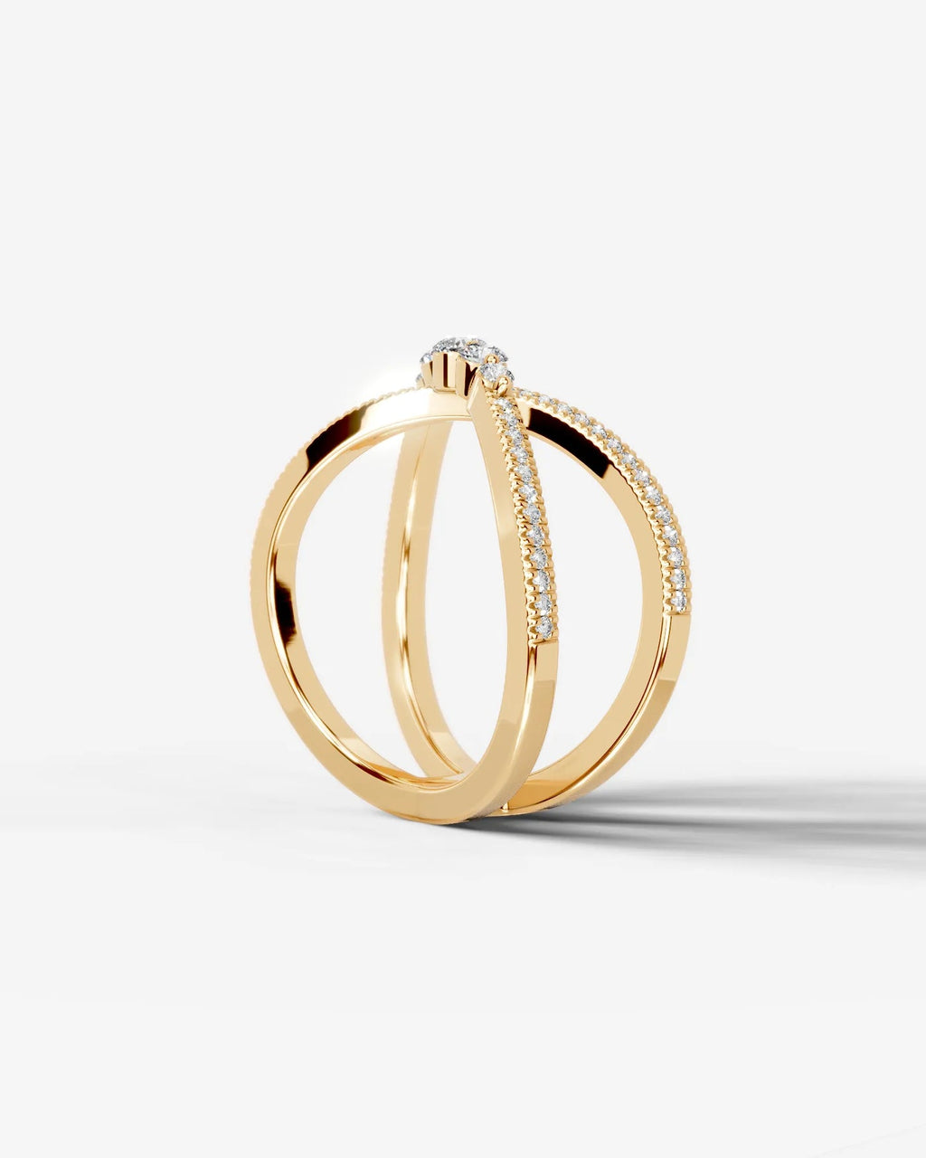 Lab Grown Diamond Intersecting Pavé Crossover Band Ring