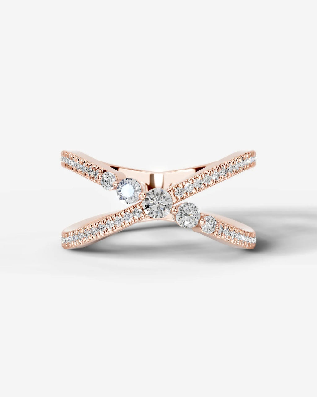 Lab Grown Diamond Intersecting Pavé Crossover Band Ring
