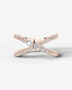 Lab Grown Diamond Intersecting Pavé Crossover Band Ring